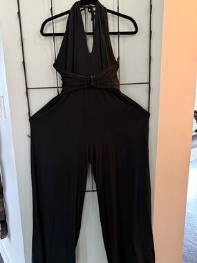 Susana Monaco: Black Halter Wide-Leg Jumpsuit
